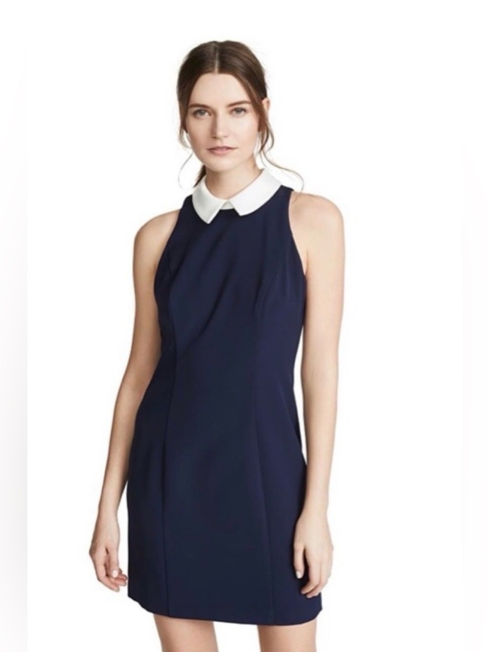 Black Halo Nicole Navy & White Sheath Dress, size 2